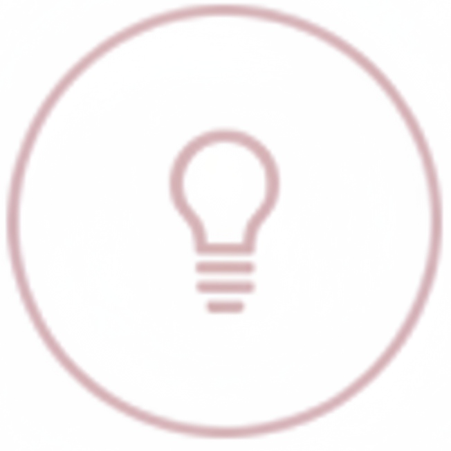 Light bulb icon in a circle on a white background